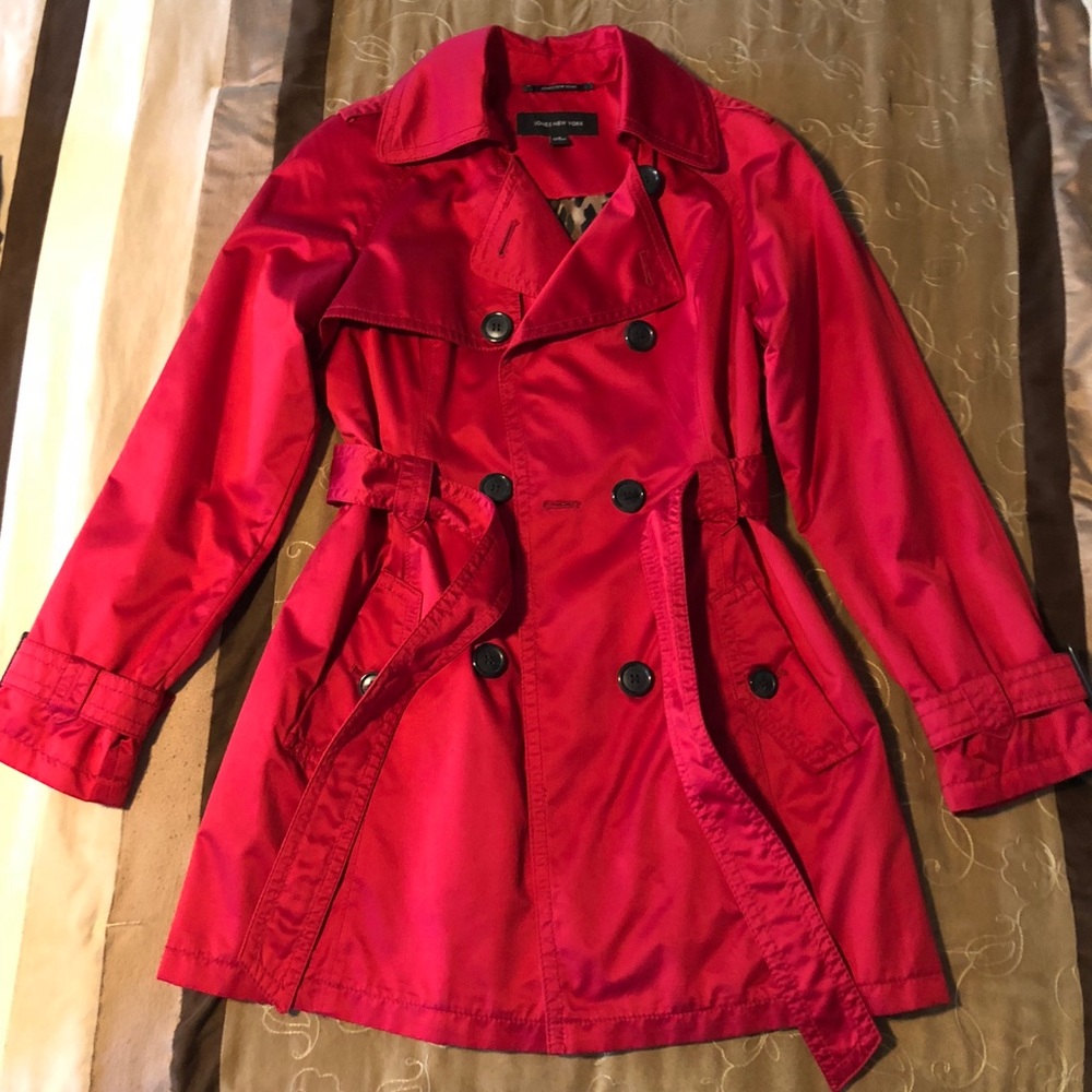 Jones New York red trench coat